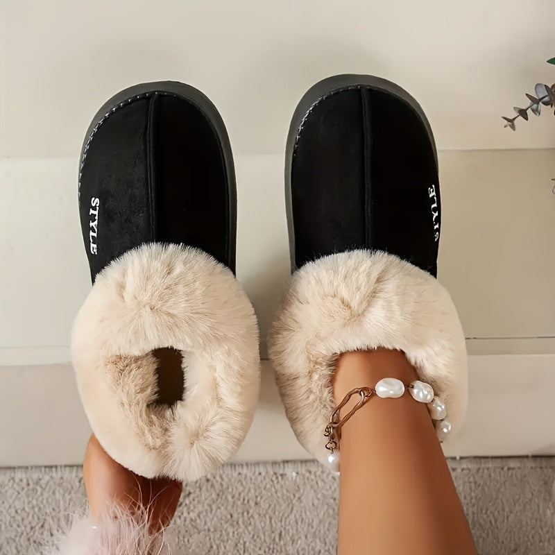 Warm Lining Plush Boots Thick Soft Sole Warm Lining Plush Boots - Women's Solid Color Single Color Non-Slip Insulated Snow Boots for Winter, Perfect for Gifting