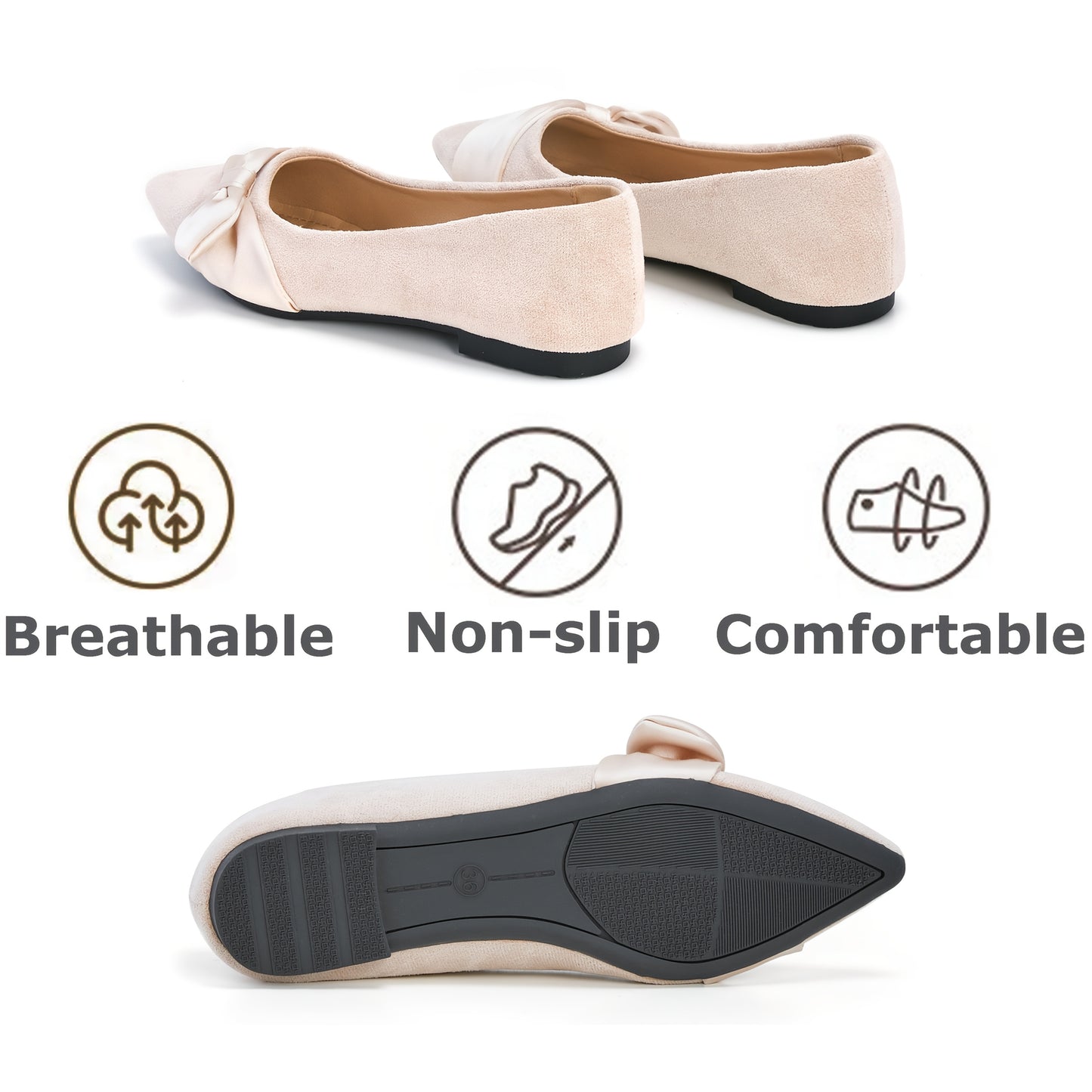 Ballet Flats for Women Comfortable Elegant Women's Flats Slip On Pointed Toe Flats Shoes Women-AW303
