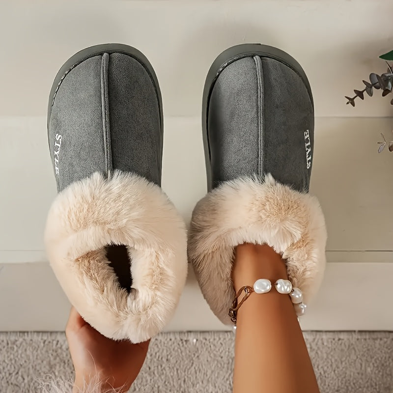 Warm Lining Plush Boots Thick Soft Sole Warm Lining Plush Boots - Women's Solid Color Single Color Non-Slip Insulated Snow Boots for Winter, Perfect for Gifting