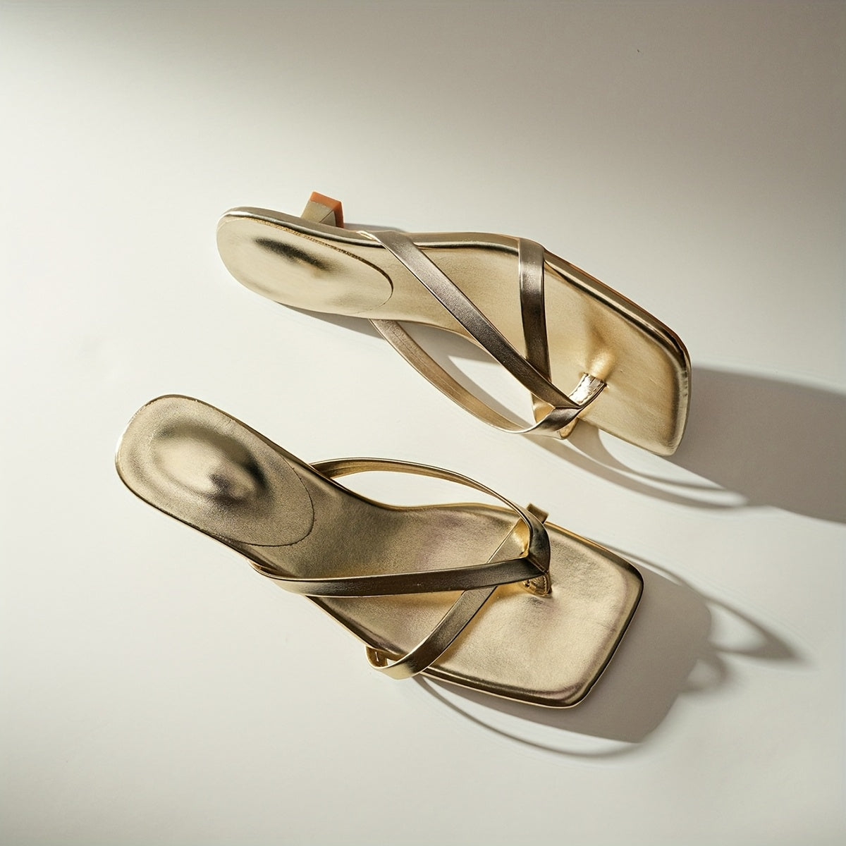 Elegant Kitten Heel Sandals Elegant Women's Golden Metallic Kitten Heel Sandals | Slip-On Ankle Strap with Adjustable Buckle, Comfortable Mid-Heel for Office, Beach, and Casual Outings - Durable Rubber Sole, Perfect for Summer Beach Footwear