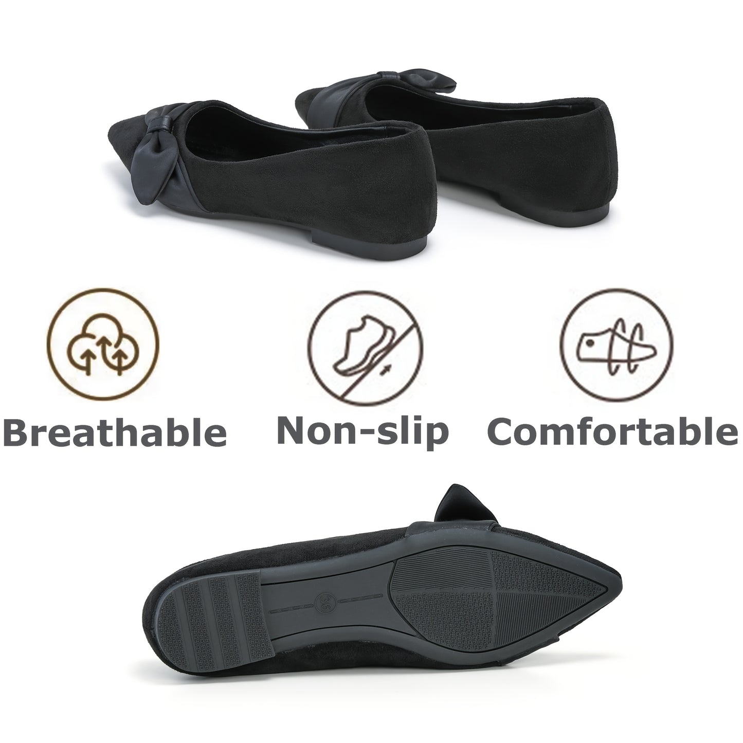 Ballet Flats for Women Comfortable Elegant Women's Flats Slip On Pointed Toe Flats Shoes Women-AW303