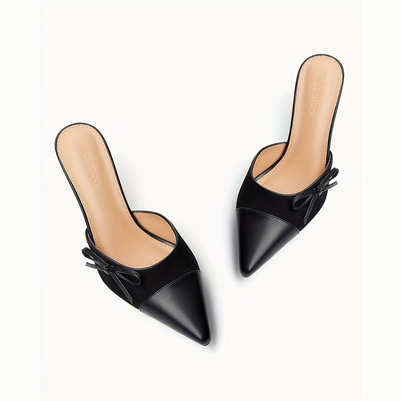 Women'S Side Bow Stiletto Heel Sandals Two-color Closed Pointed Wedding Dress Shoes High Heels