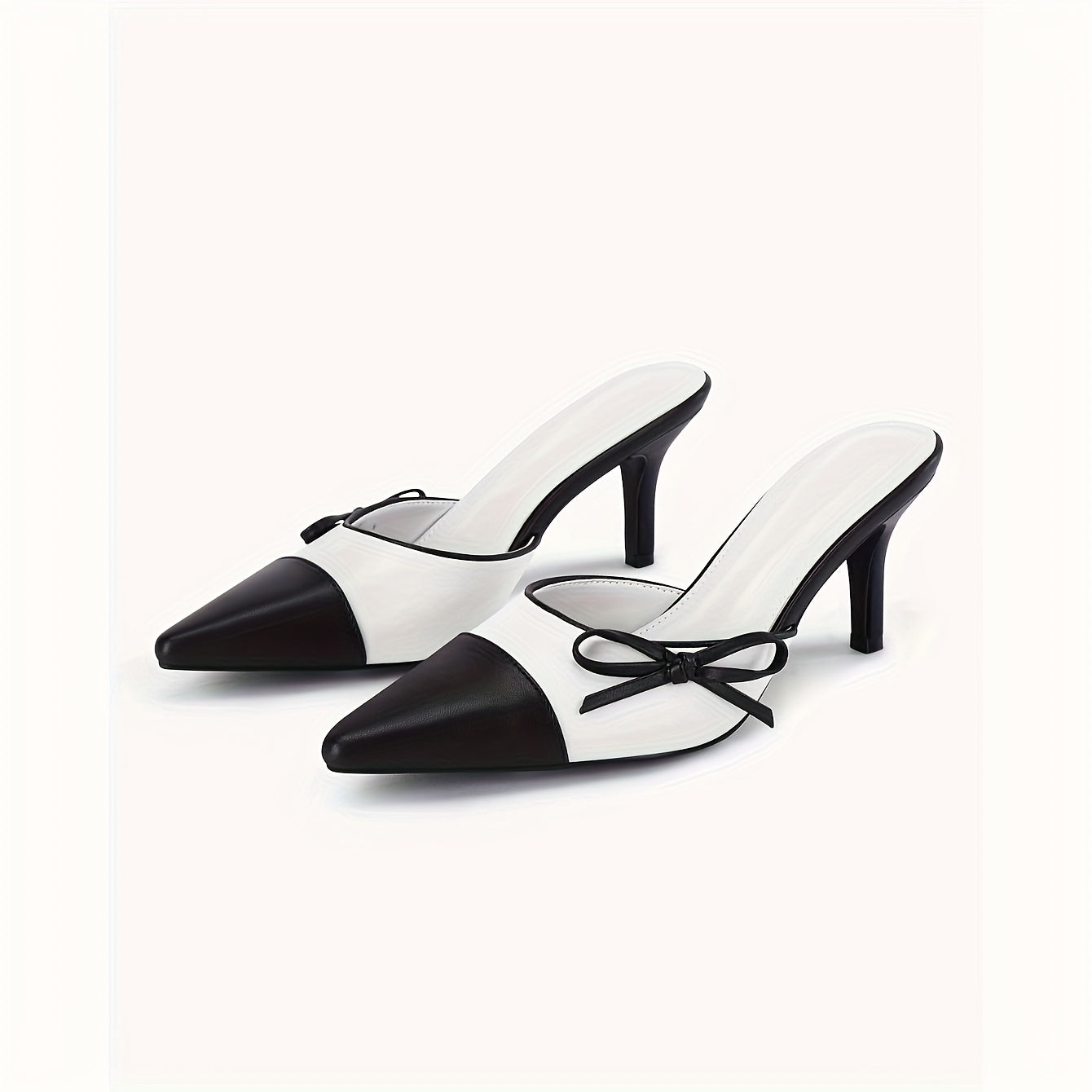 Women'S Side Bow Stiletto Heel Sandals Two-color Closed Pointed Wedding Dress Shoes High Heels